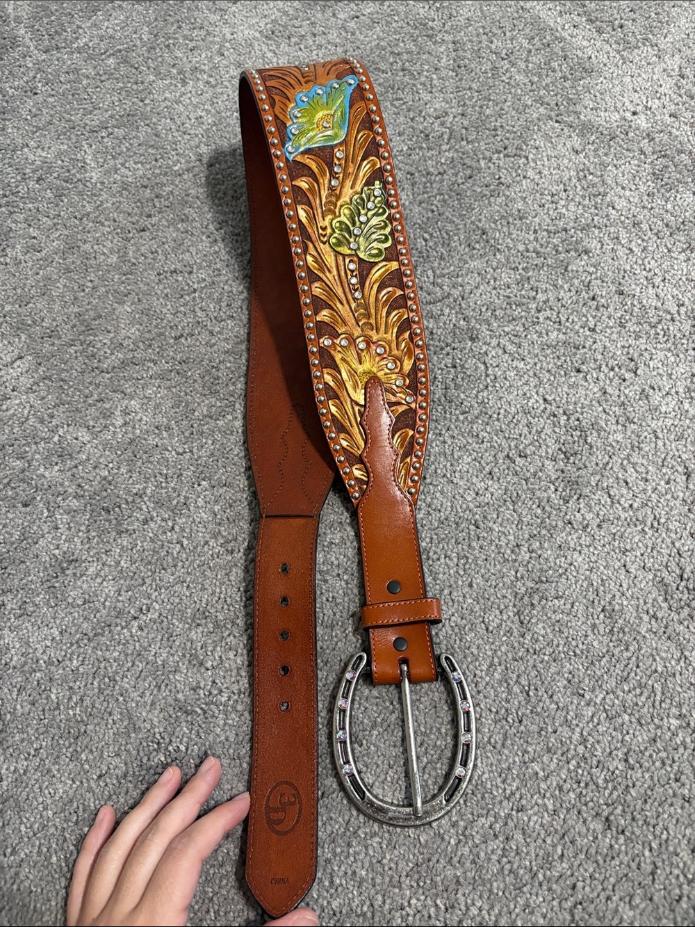 3D Genuine handtooled leather belt